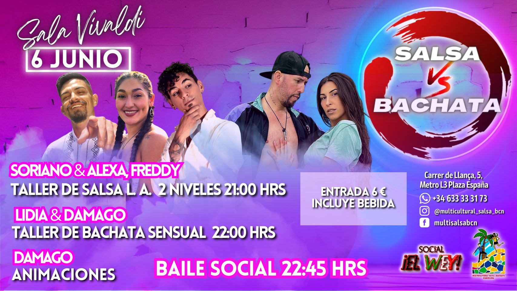 SALSA VS BACHATA, TALLERES Y BAILE SOCIAL CADA MARTES EN SALA VIVALDI